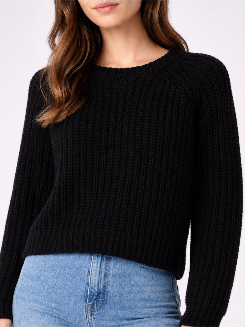 Ganni 100% Wool Black Ribbed Crew Neck Sweater XS